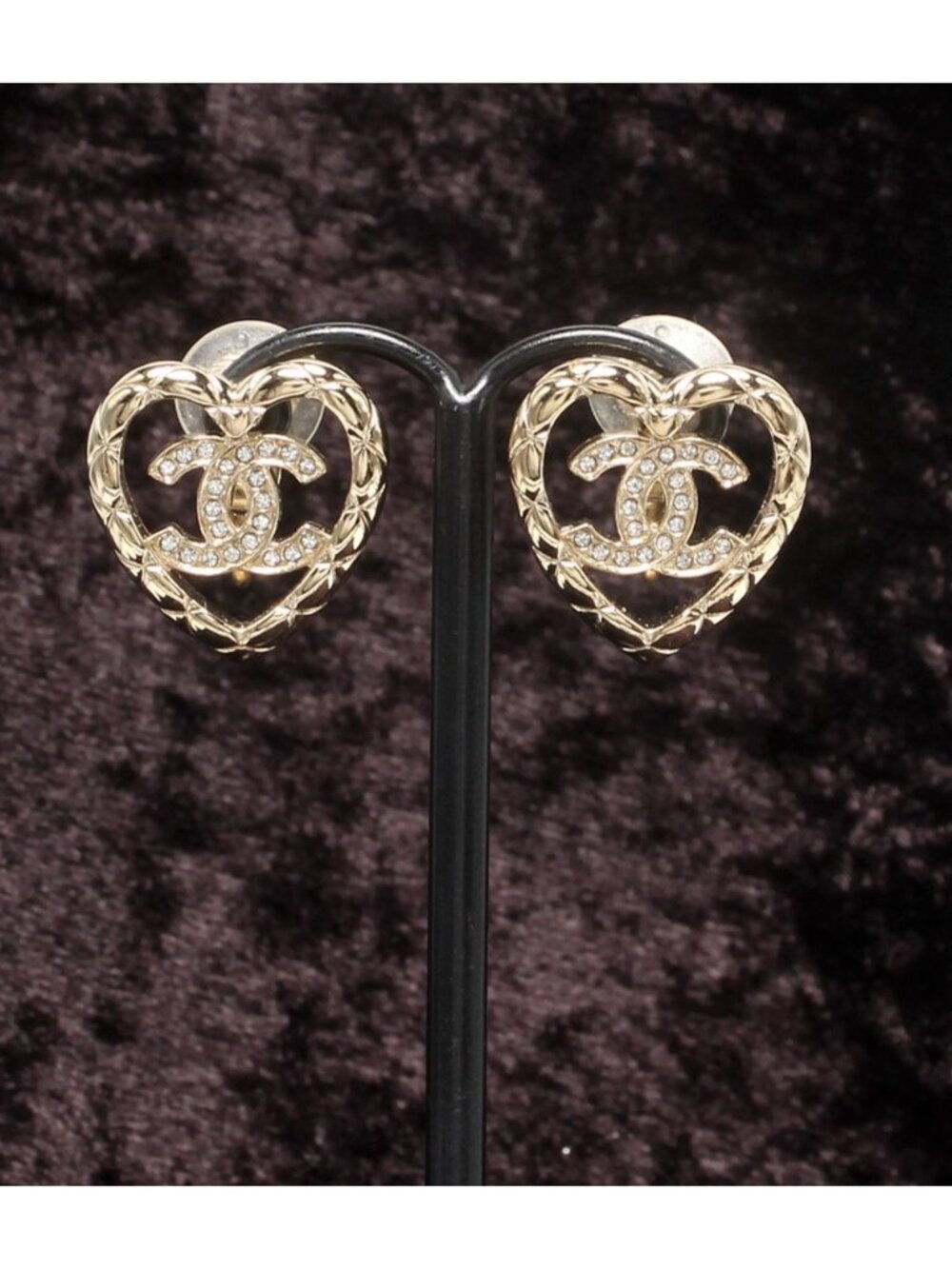 Chanel Earrings CC Logo Heart Motif